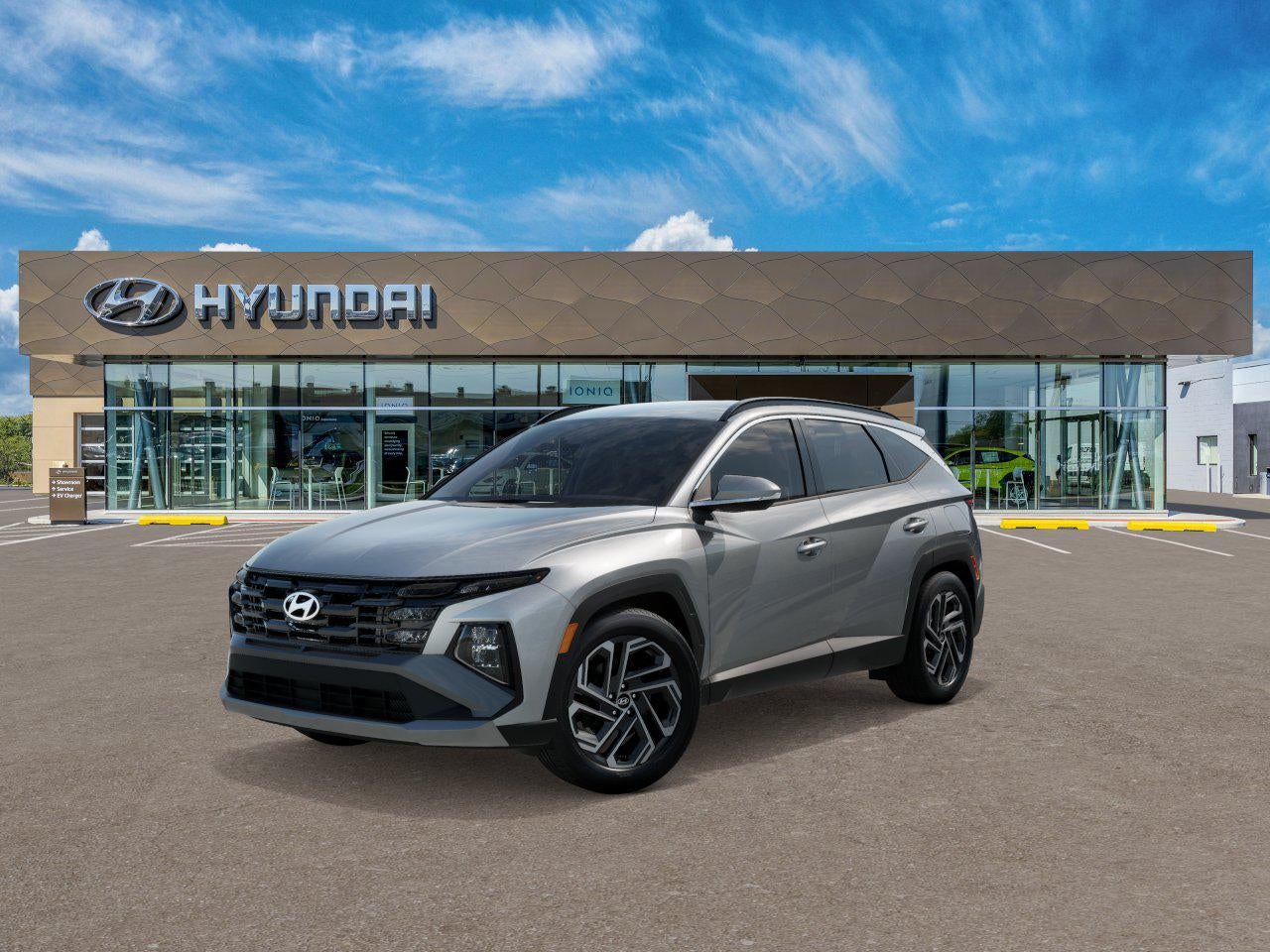 2026 Hyundai TUCSON SEL Plus FWD in Shimmering Silver — front three-quarter view
