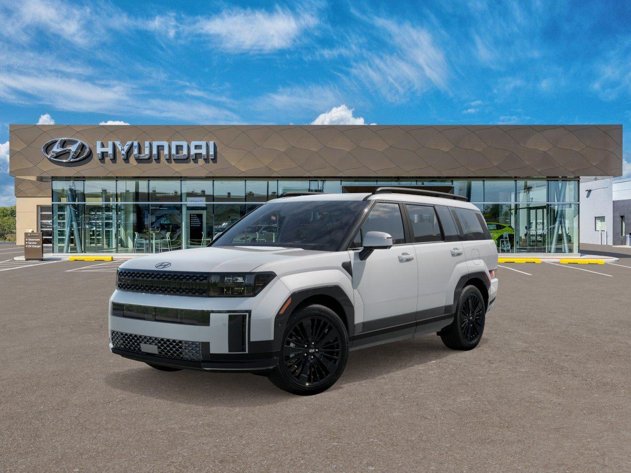 2026 Hyundai SANTA FE HYBRID Calligraphy in Serenity White — front three-quarter view