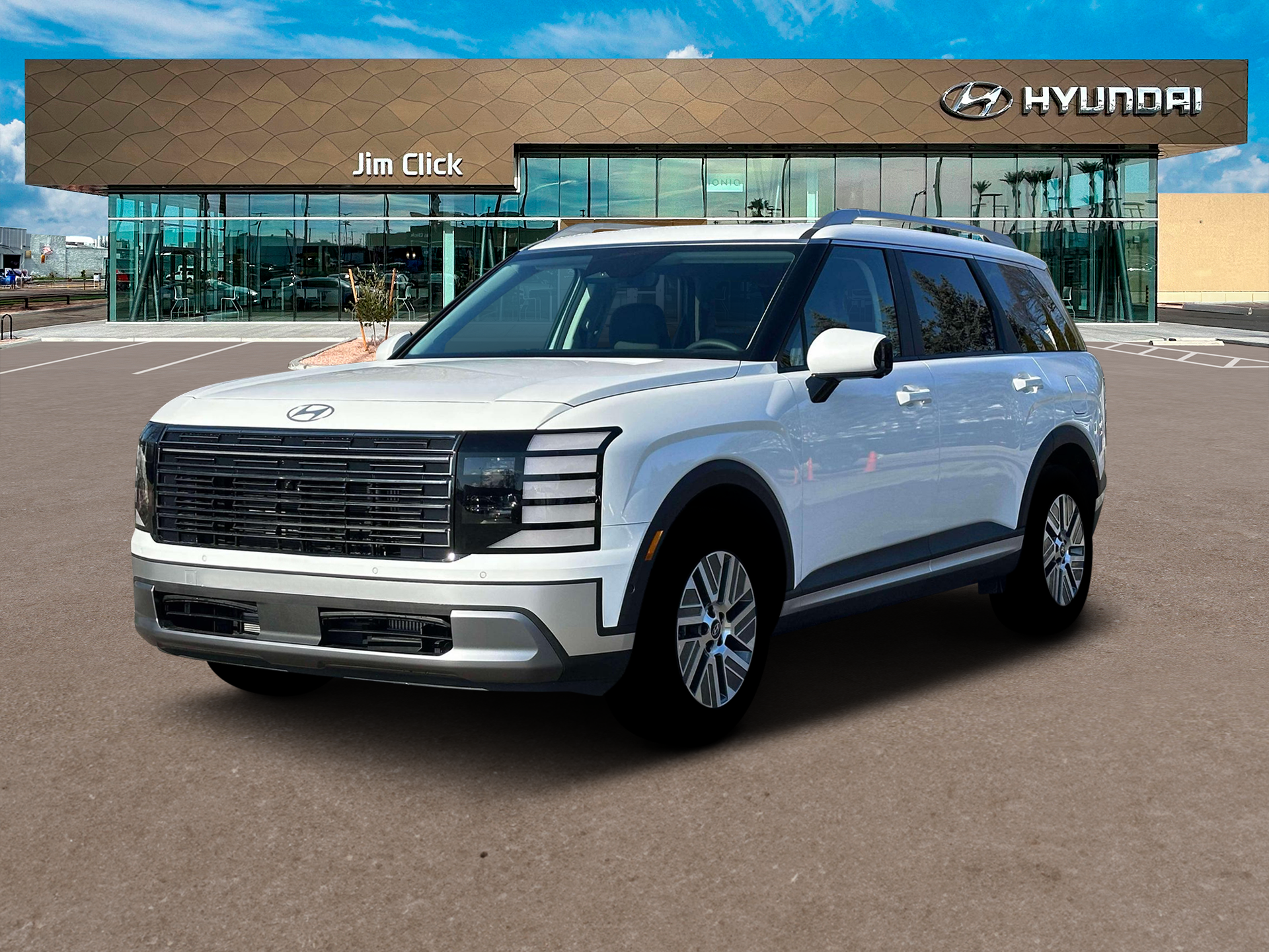 2026 Hyundai PALISADE HYBRID SEL Premium 7P in Creamy White Pearl — front three-quarter view